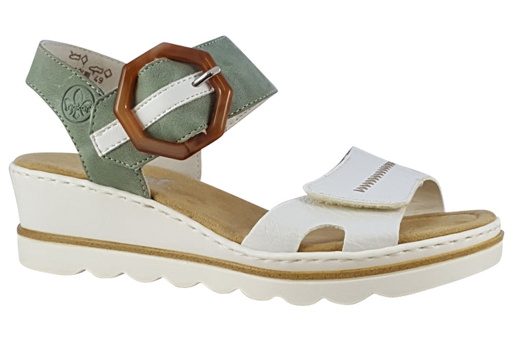 Rieker Bella 67476 Mint/White Womens Sandals