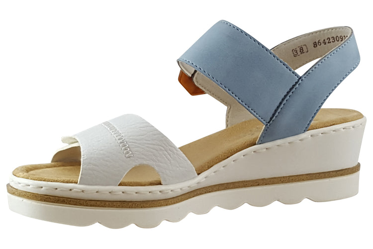 Rieker Bella 67476 Sky/White Womens Sandals