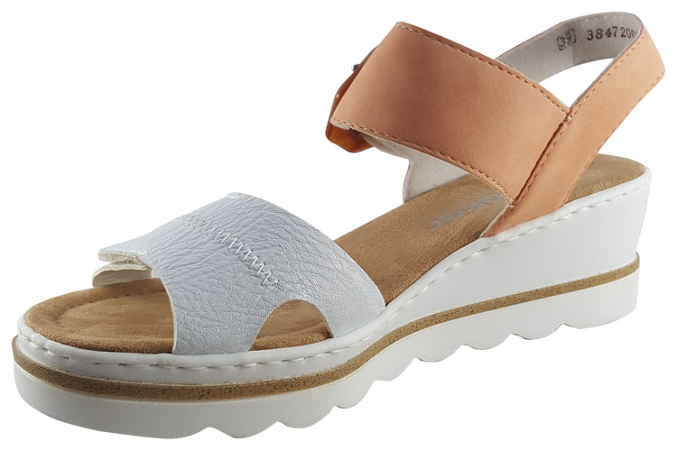 Rieker Bella 67476 White/Apricot Womens Sandals