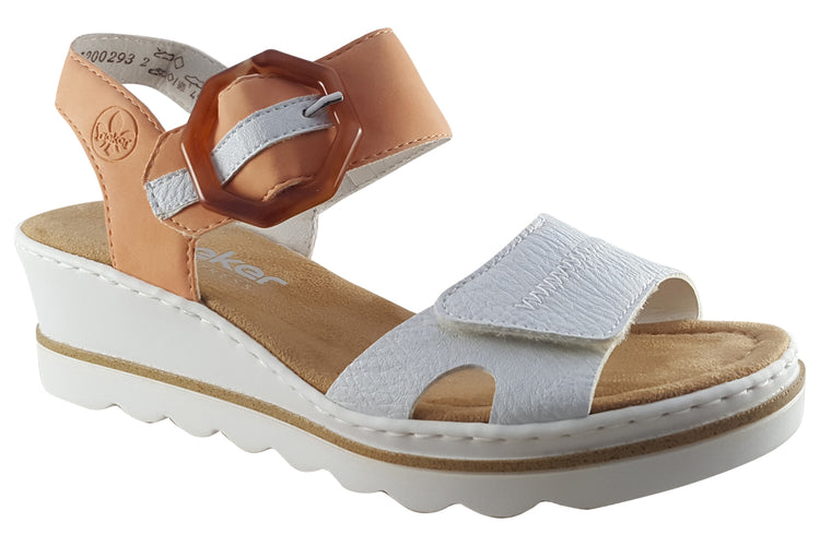 Rieker Bella 67476 White/Apricot Womens Sandals