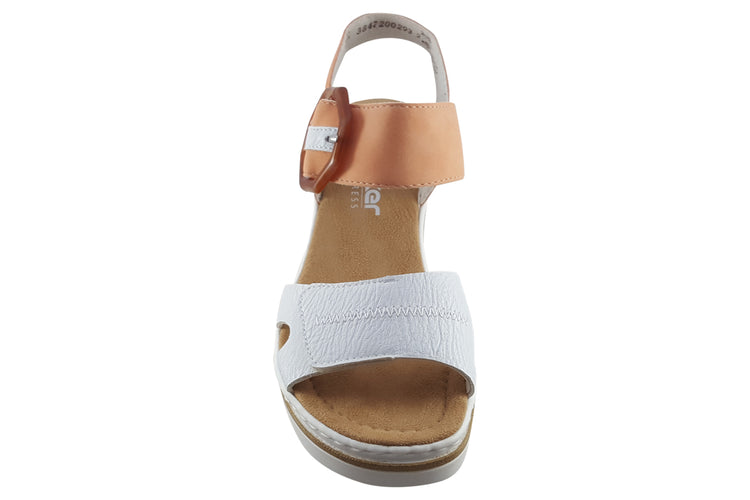 Rieker Bella 67476 White/Apricot Womens Sandals