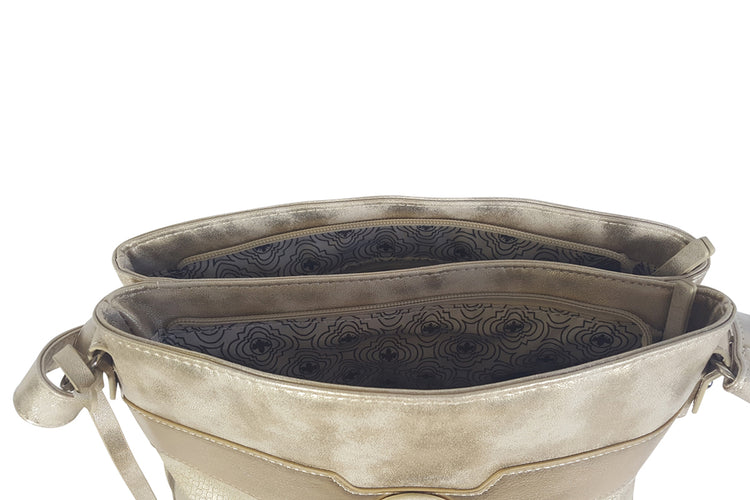 Rieker Clancy Bag H1346 Beige/Gold Womens Bags