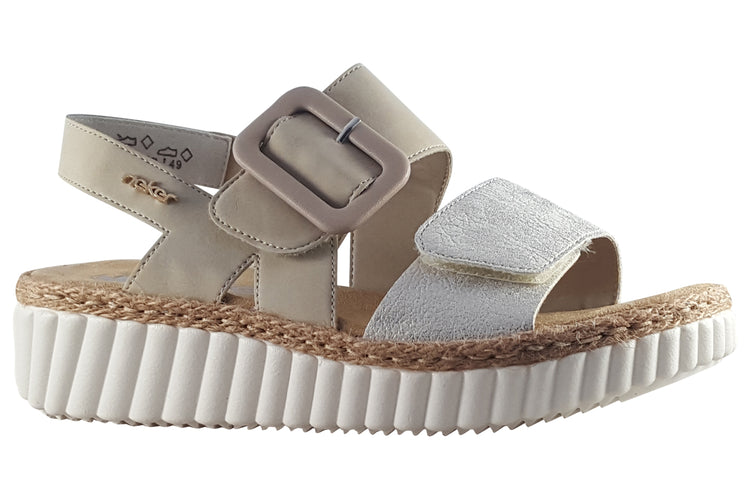 Rieker Irene 69260 Beige/Gold Womens Sandals