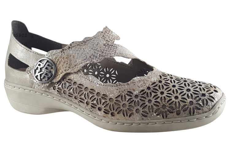 Rieker Janelle 413G4 Beige Metallic Womens Shoes