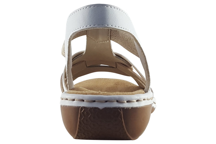 Rieker Kathleen 65918 White/Beige Womens Sandals