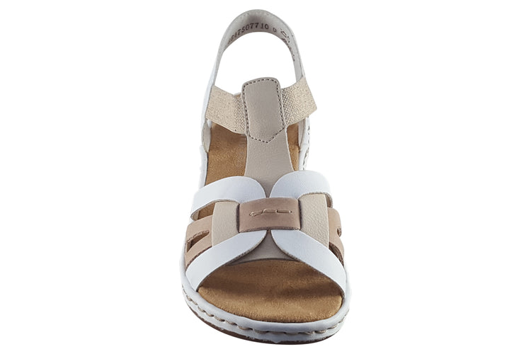 Rieker Kathleen 65918 White/Beige Womens Sandals