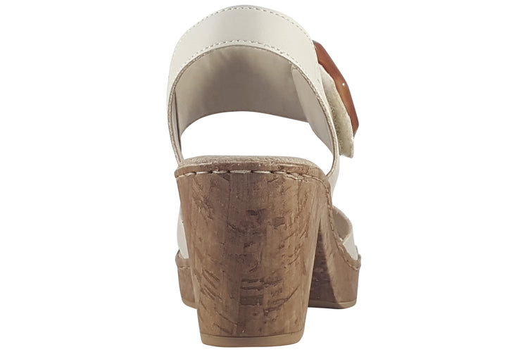 Rieker Mel 66876-60 Off White Womens Sandals