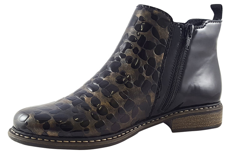 Rieker Noeleen Z4965 Black/Bronze Womens Boots