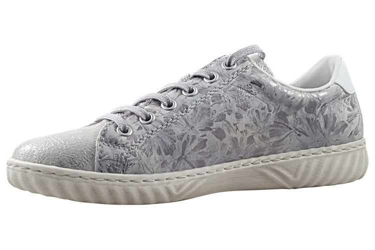 Rieker Pamela N0900-90 Silver/White Womens Fashion Trainers