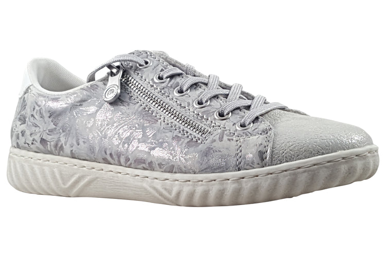 Rieker Pamela N0900-90 Silver/White Womens Fashion Trainers