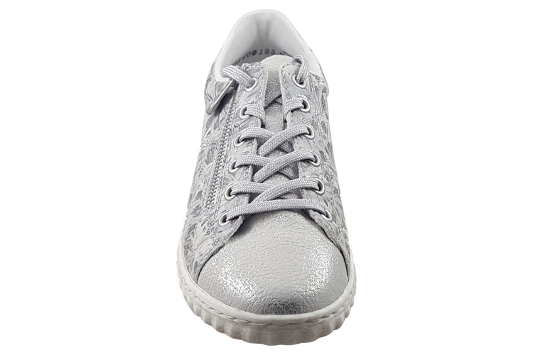 Rieker Pamela N0900-90 Silver/White Womens Fashion Trainers
