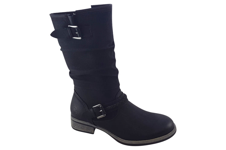 Rieker Pipe 98860 Black Womens Boots