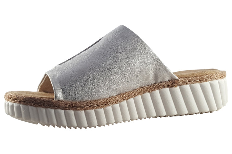 Rieker Slippy 69288 Beige/Gold Womens Sandals