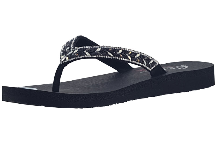 Skechers Meditation Lucky 119777 Black Womens Sandals