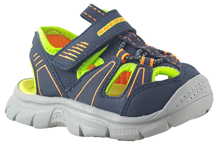 Skechers Relix-Valder Inf 406520N Navy/Lime Boys Sandals