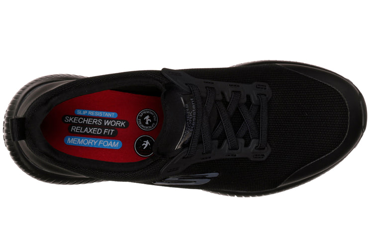 Skechers Squad Slip Resistant 77222EC Black Womens Shoes