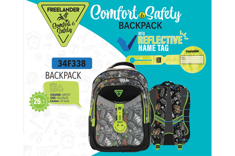 Freelander Graffiti BkPk 34F338 Black Multi School Extras School Bags