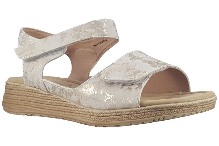 Heavenly Feet Mavis Cloud Beige Gold Womens Sandals