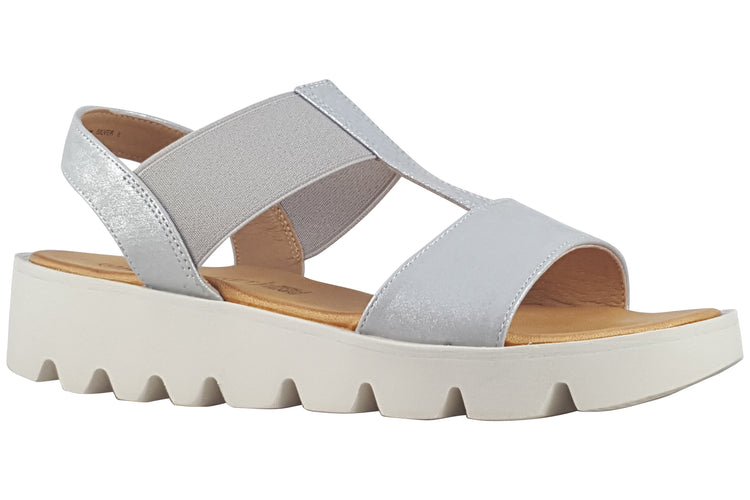 Heavenly Feet Ritz Shimmer Silver Womens Sandals