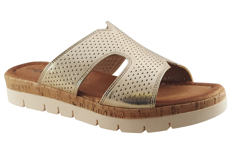 Heavenly Feet Shayla Gold Womens Sandals