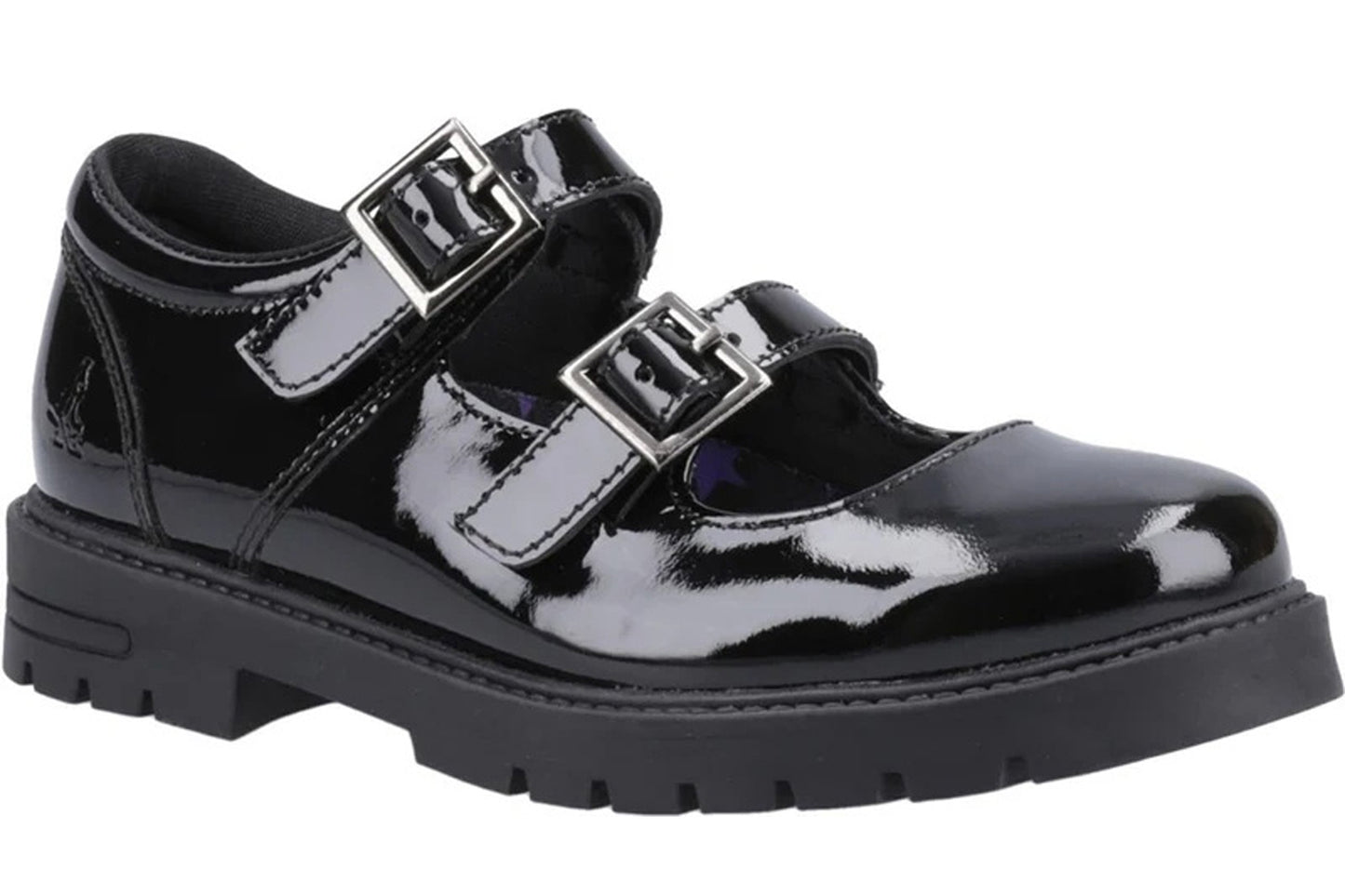 Hush Puppies Ella Strap Black Patent Girls School Shoes