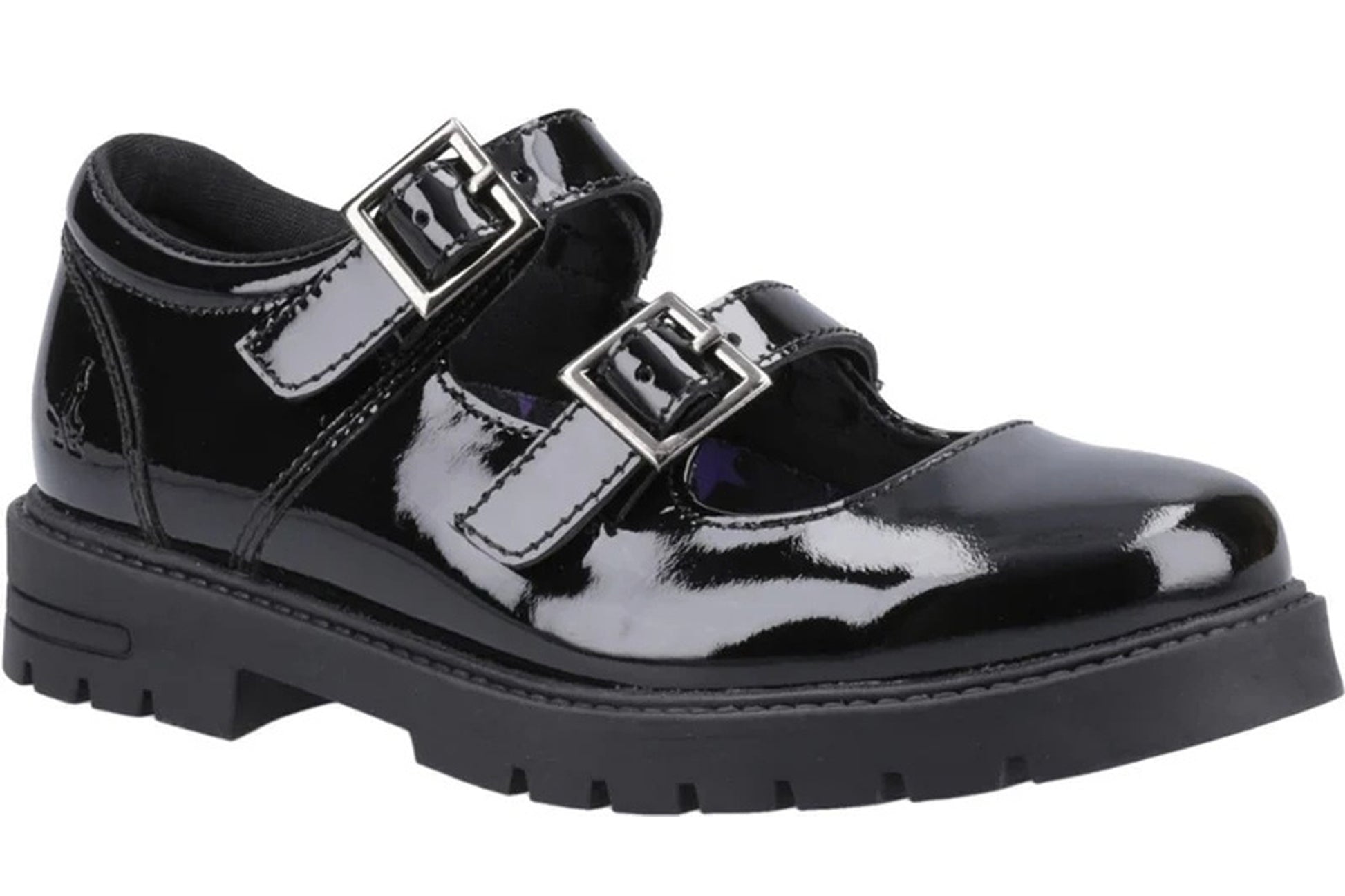 HushPuppiesEllaStrapGirlsShoesBlackPatentRightAngle