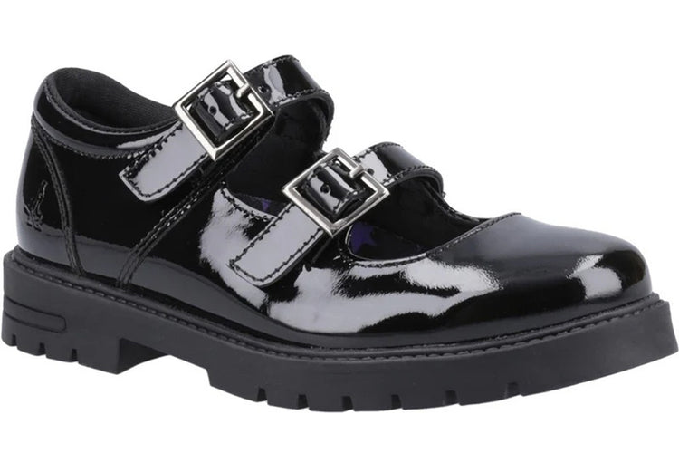 Hush Puppies Ella Strap Black Patent Girls School Shoes