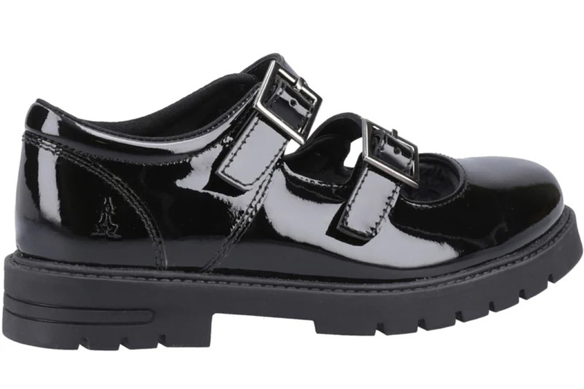 HushPuppiesEllaStrapGirlsShoesBlackPatentRightFlat