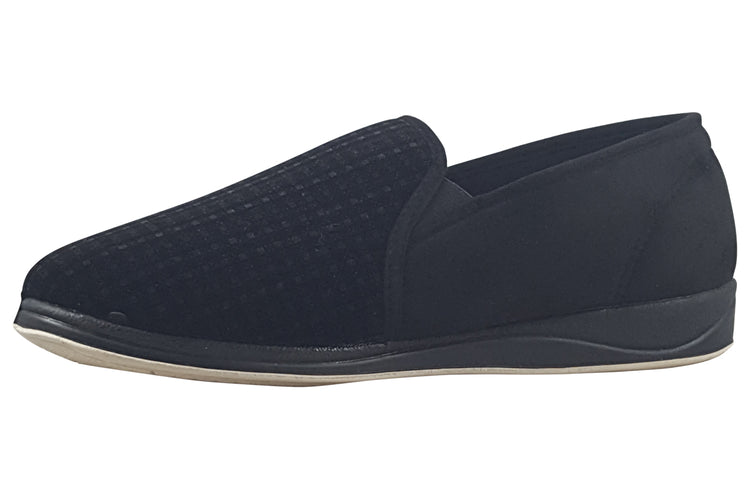 Padders Albert 408 Black Check Mens Slippers