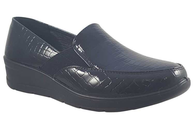 Shoe Tree Comfort Agatha Black Croc Womens Shoes
