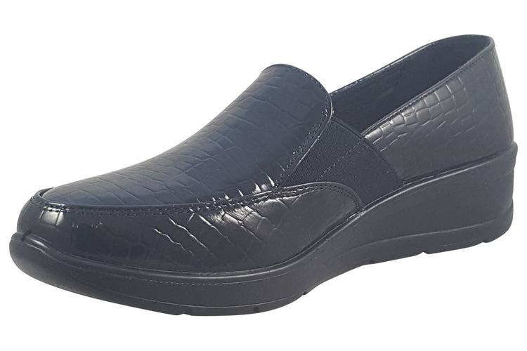Shoe Tree Comfort Agatha Black Croc Womens Shoes