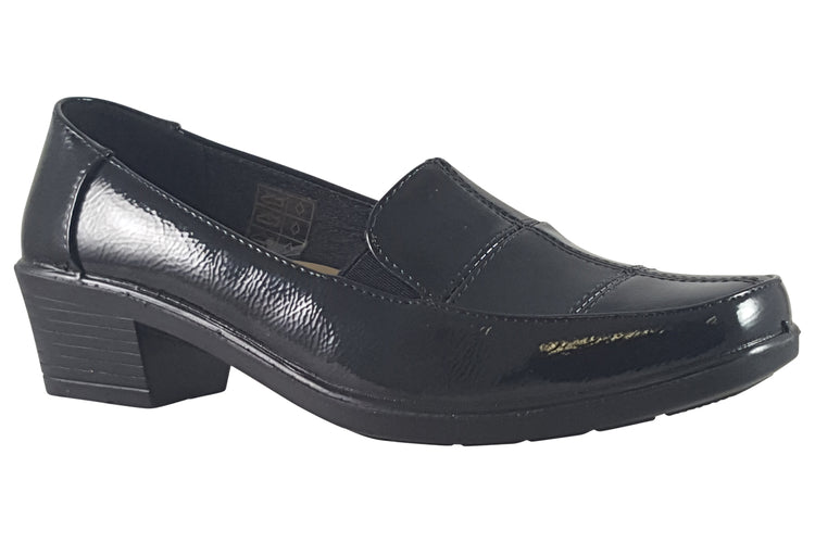 Shoe Tree Comfort Harlequin Black Patent Womens Shoes
