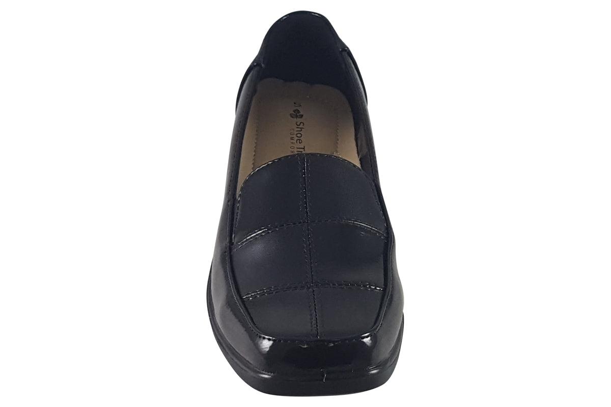 Shoe Tree Comfort Harlequin Black Patent Womens Shoes