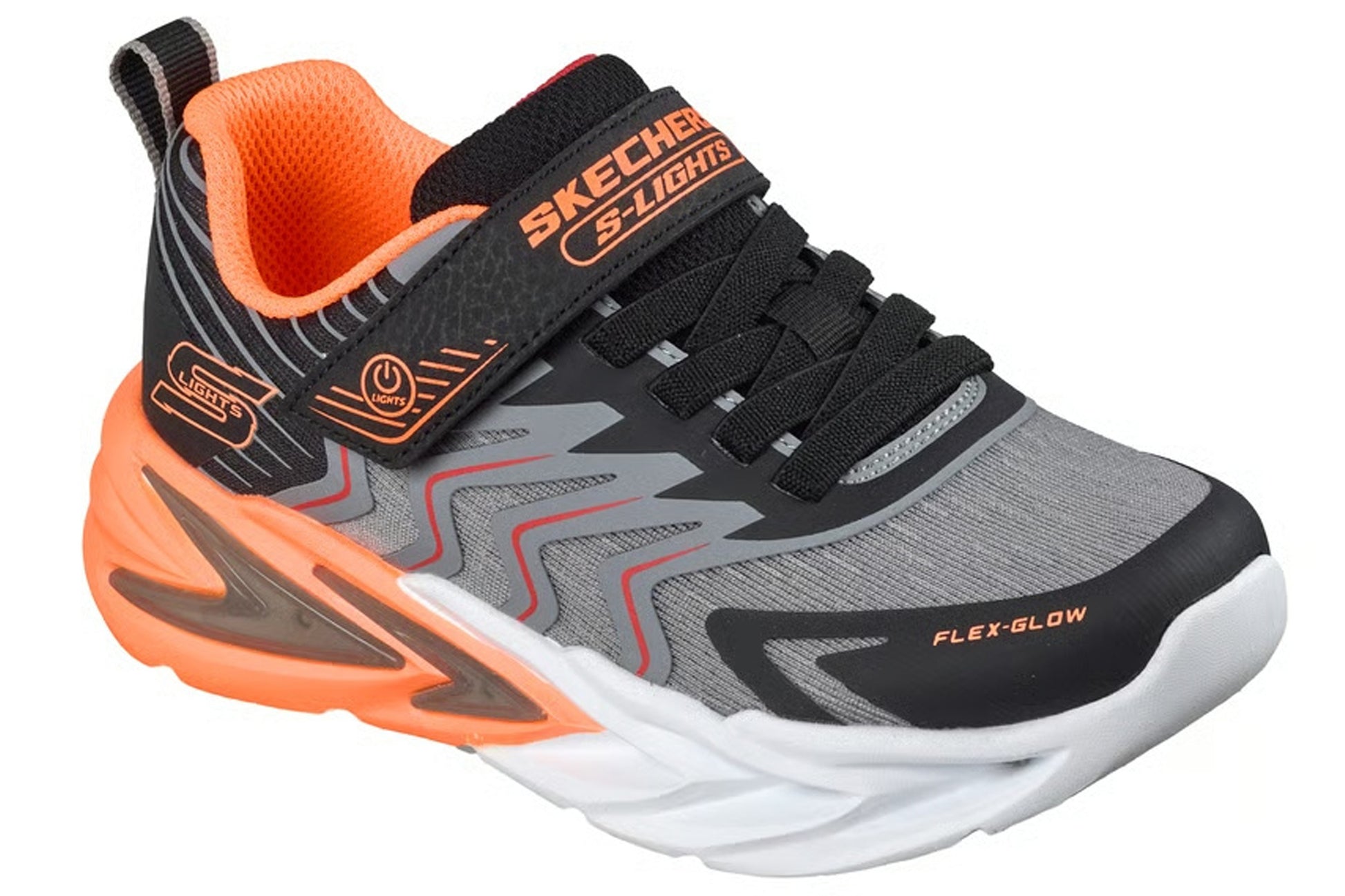 SkechersPrismPacer400141LcBoysTrainersBlackCharcoalRightAngle
