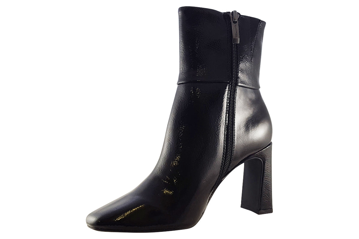 Tamaris-Nemo-25399-29-Black-Patent-womens-boots-left