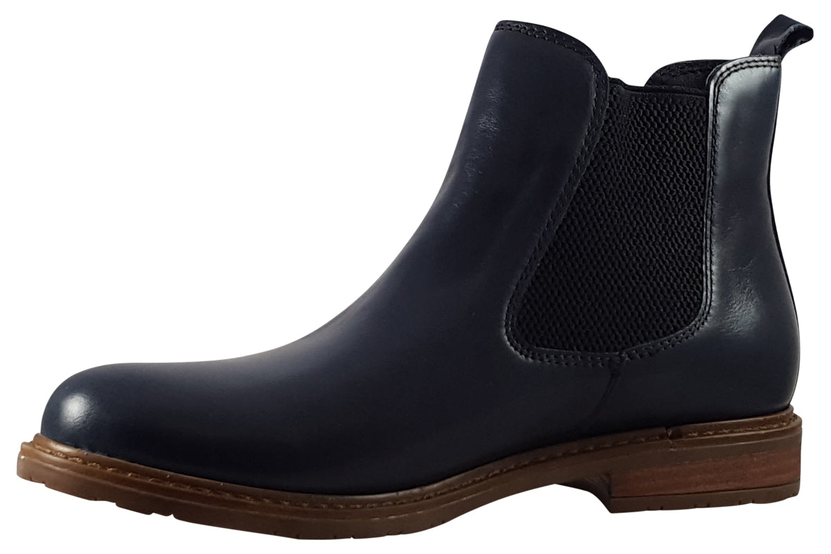 Tamaris Prune Navy Leather womens boots left