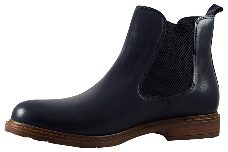 Tamaris Prune 25056-29 Navy Leather Womens Boots