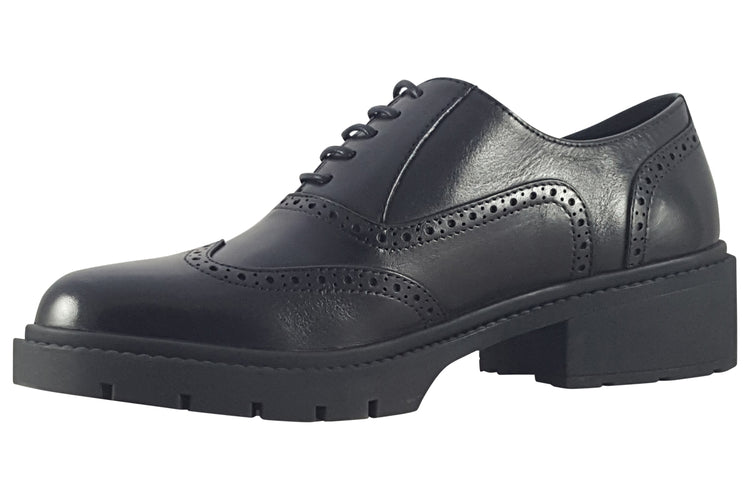 TEDS Aston Onyx Leather Girls School Shoes