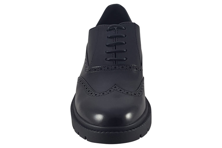 TEDS Aston Onyx Leather Girls School Shoes