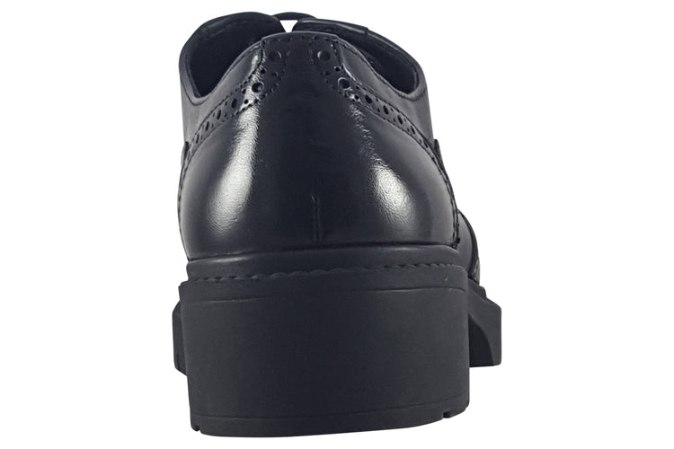 TEDS Aston Onyx Leather Girls School Shoes