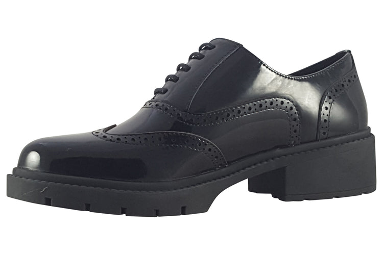 TEDS Aston Onyx Patent Girls School Shoes