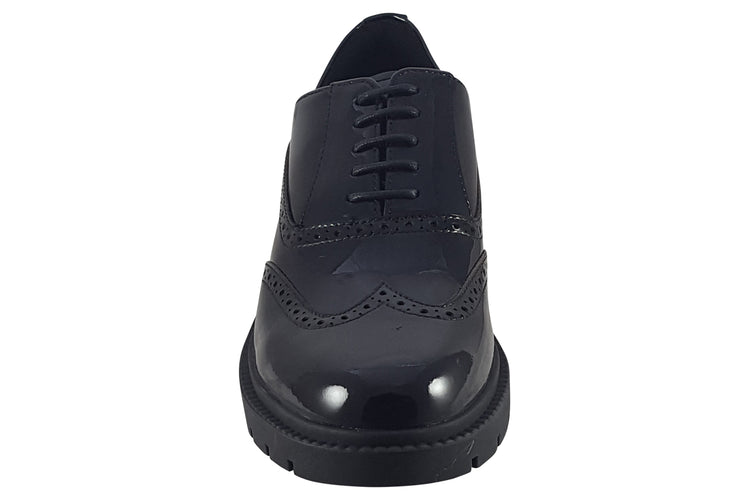 TEDS Aston Onyx Patent Girls School Shoes