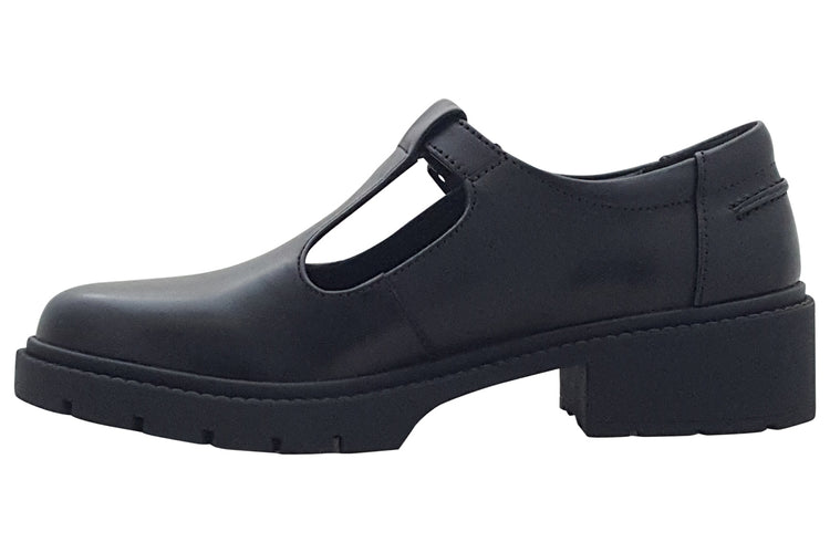 TEDS Brunel Onyx Girls School Shoes