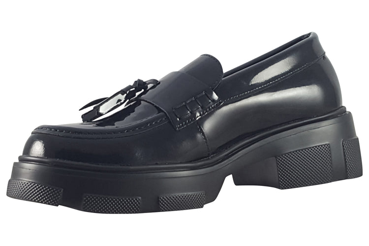 TEDS Leeds  Onyx Patent Girls School Shoes