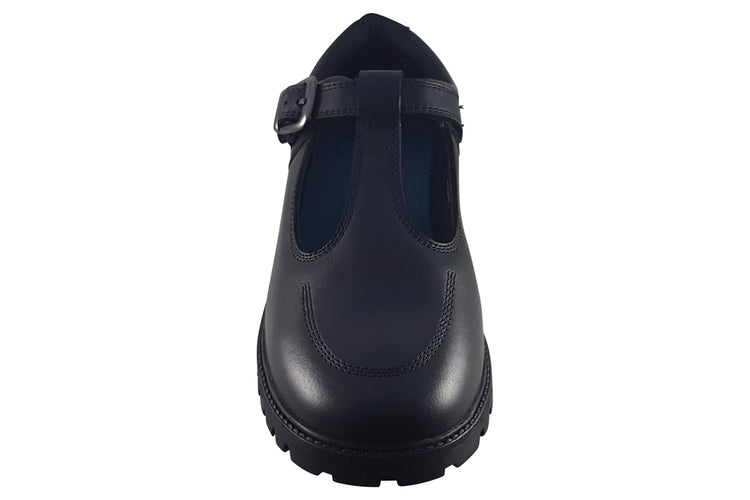 Term Footwear Emily Black Leather Girls School Shoes