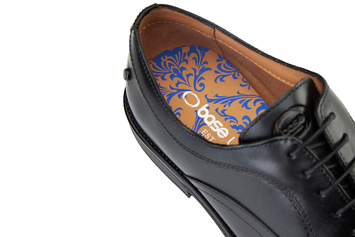 Base London Lapel Waxy Black Mens Shoes