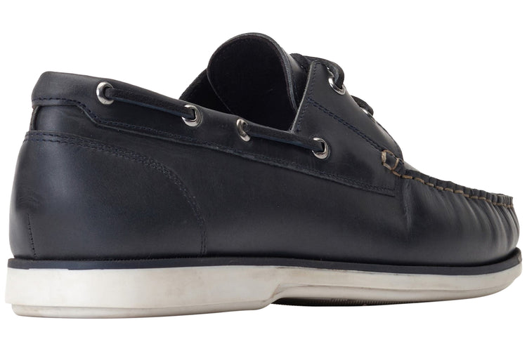Base London Stern Oily Pull Up Navy Mens