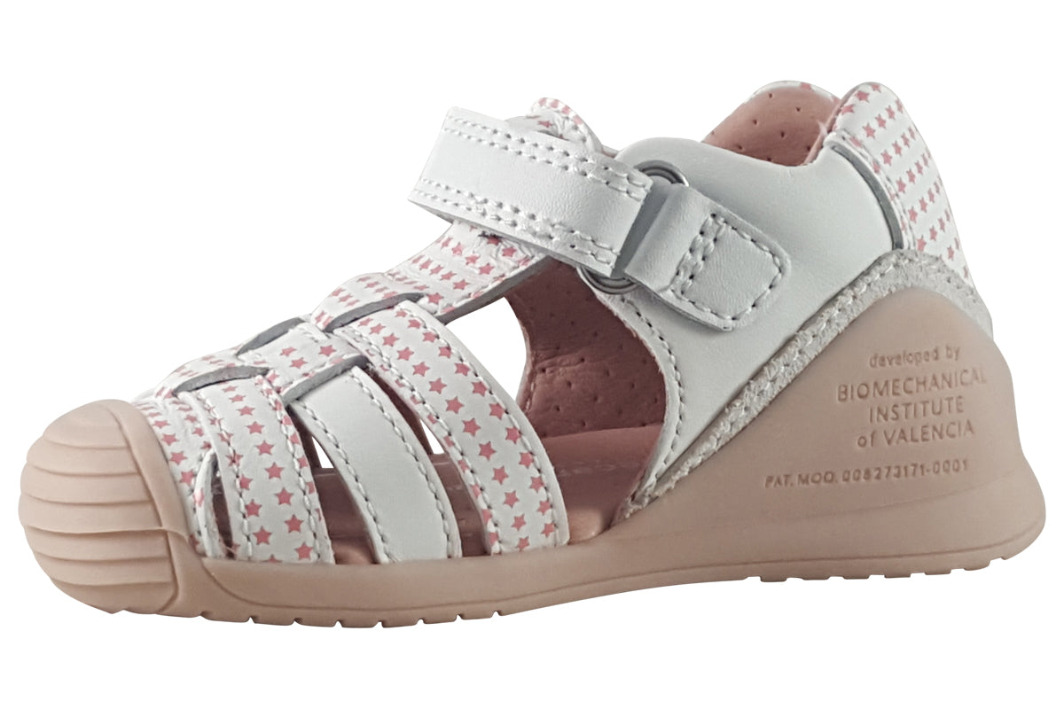 biomecanics honour wht pink girls sandals left