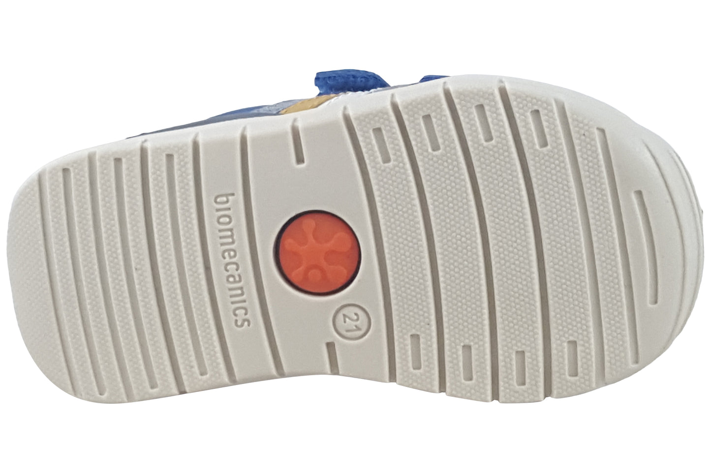 biomecanics kenneth boys first shoes cobalt yellow sole