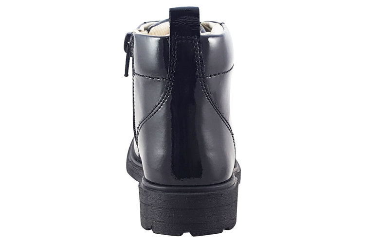 Clarks Astrol Lace K Black Patent Girls Boots